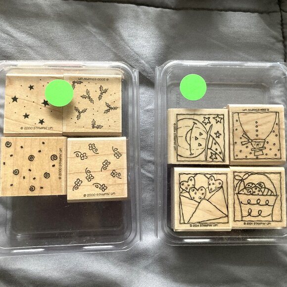 Stampin Up - Background Basics & Festive Four - 8 Stamps - Picture 1 of 6